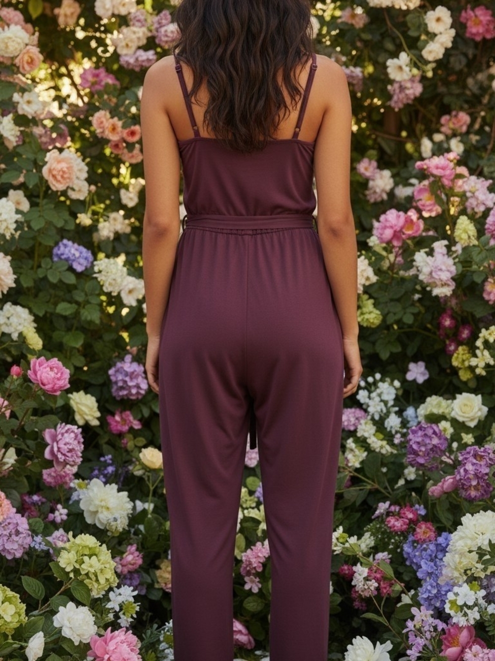 Spiritual Gangster Plum Wrap-Front Sleeveless Jumpsuit - Picture 2 of 12
